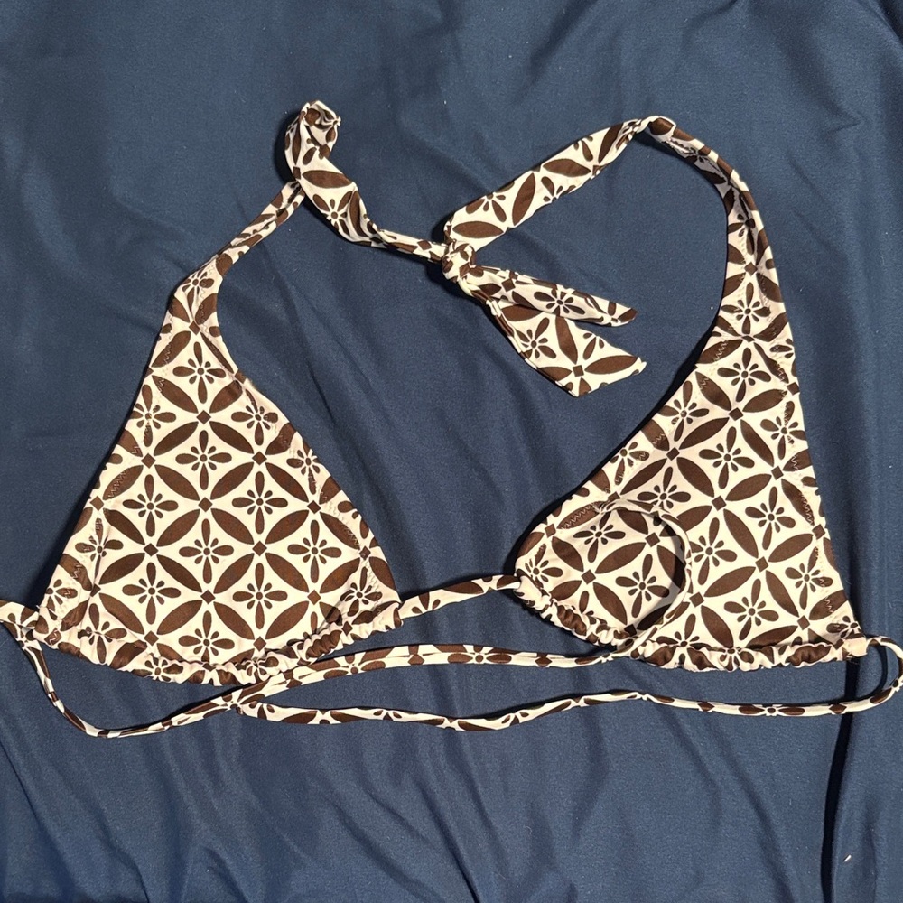 Brown Patterned Bikini Top
